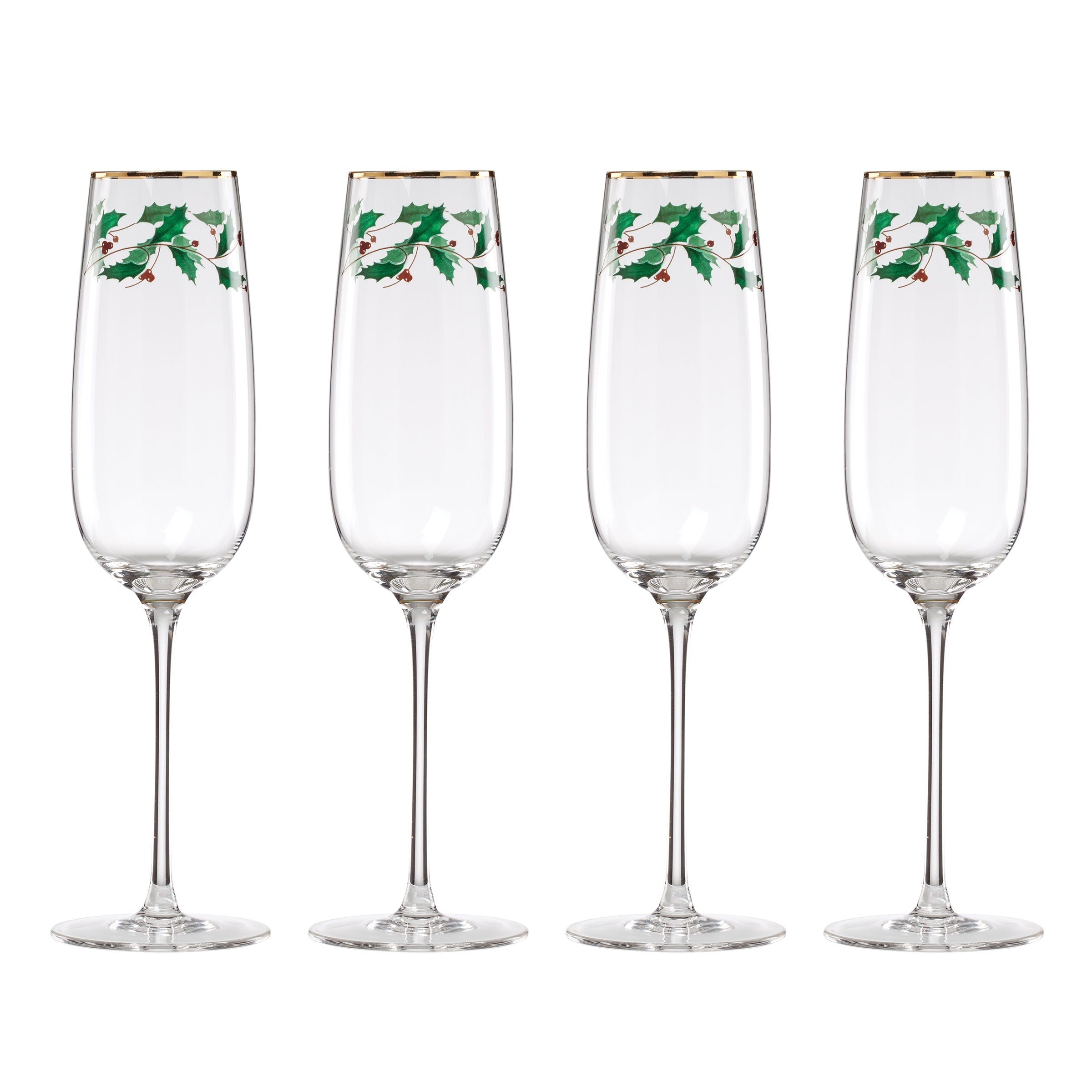 Lenox Fine Lenox Fine Holiday Decal Flute Glasses, Set of 4 - Image 6