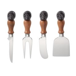 Lenox Fine Lenox Fine Vintro Halloween Skull Mirror 4-Piece Cheese Set