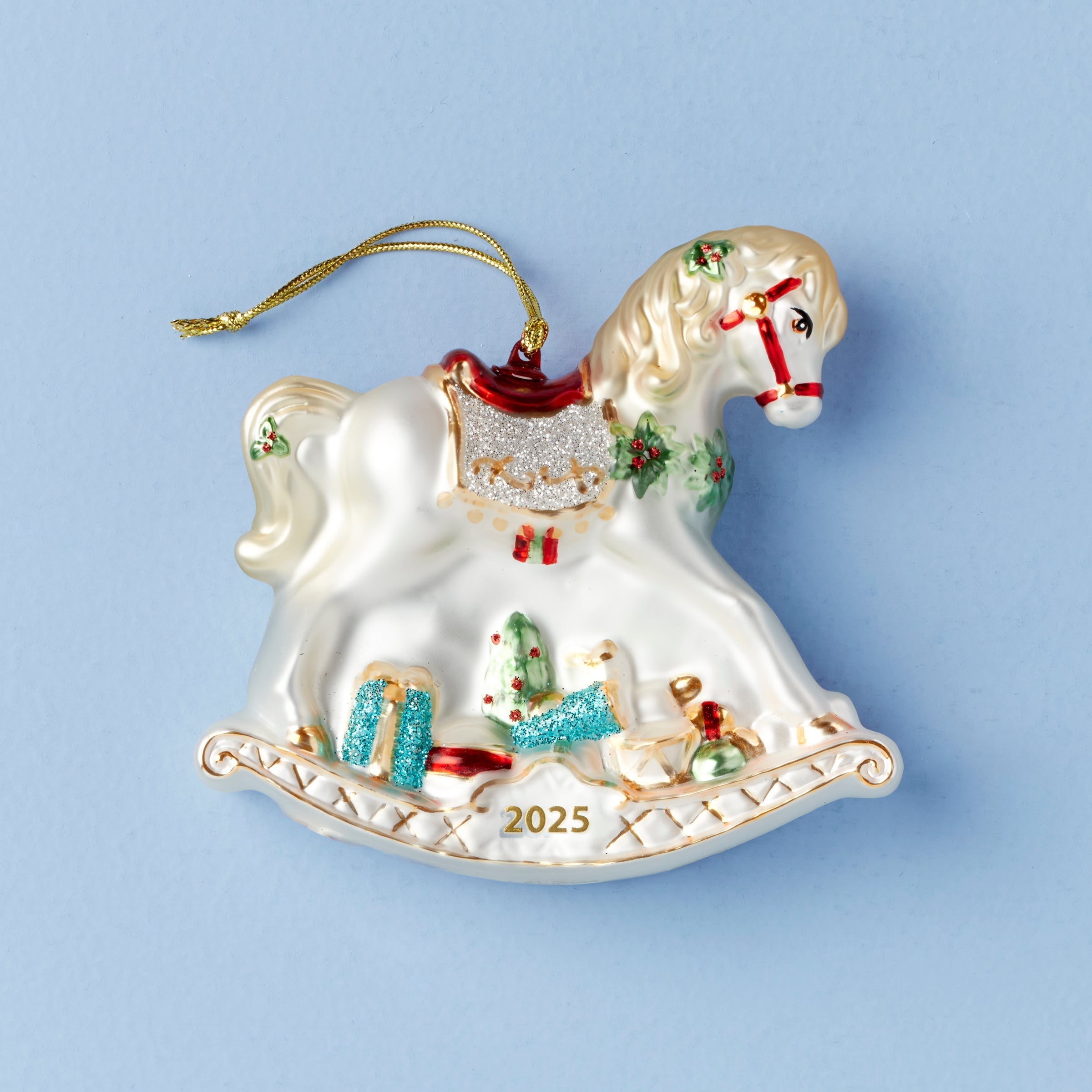 Lenox Fine Lenox Fine 2026 Blown Glass Baby's 1st Rocking Horse Ornament
