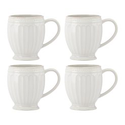 Lenox Fine Lenox Fine French Perle Groove White Mugs, Set of 4