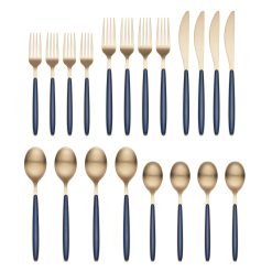 Lenox Fine Lenox Fine Kiernan Champagne Satin Navy Handle 20-Piece Flatware Set