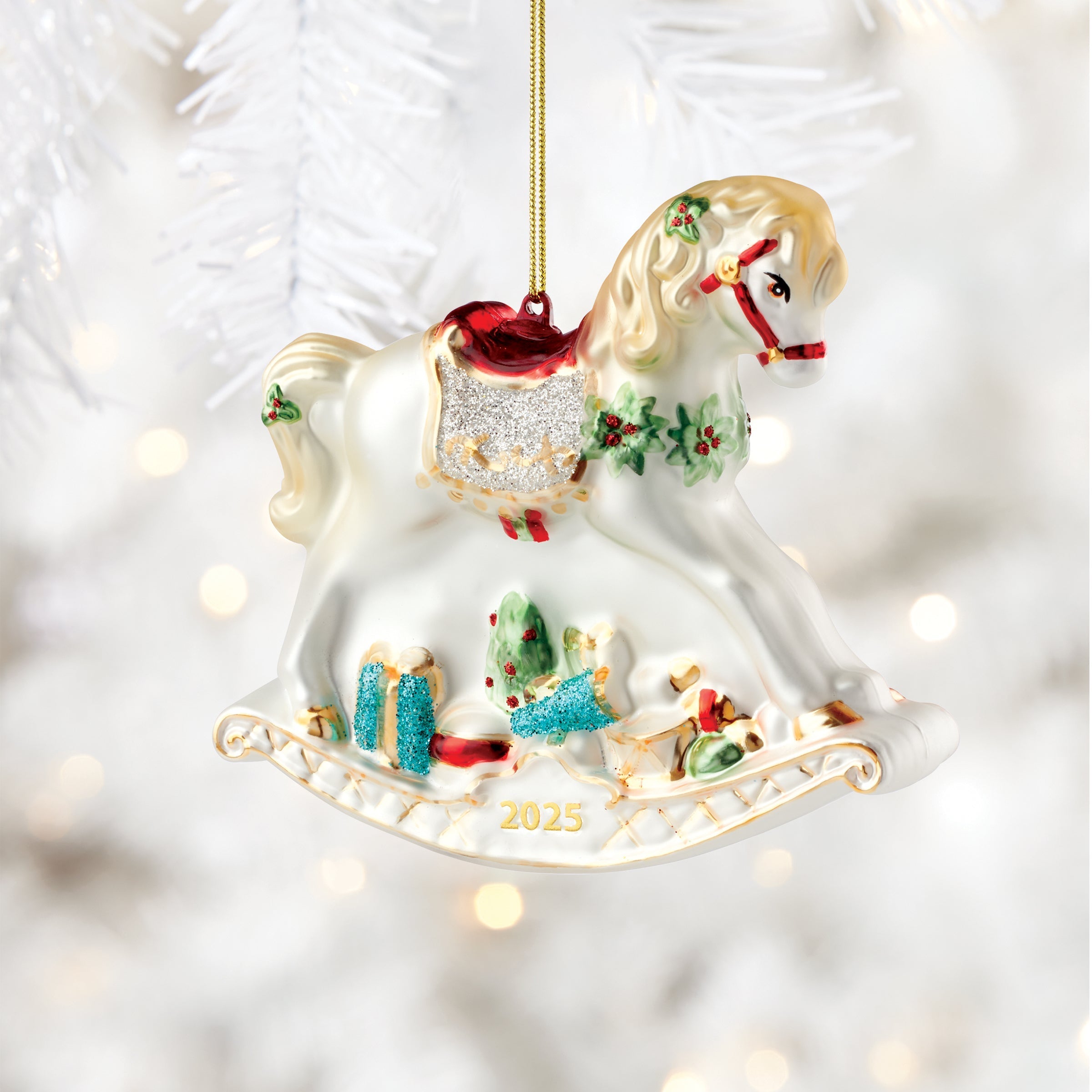 Lenox Fine Lenox Fine 2026 Blown Glass Baby's 1st Rocking Horse Ornament - Image 3