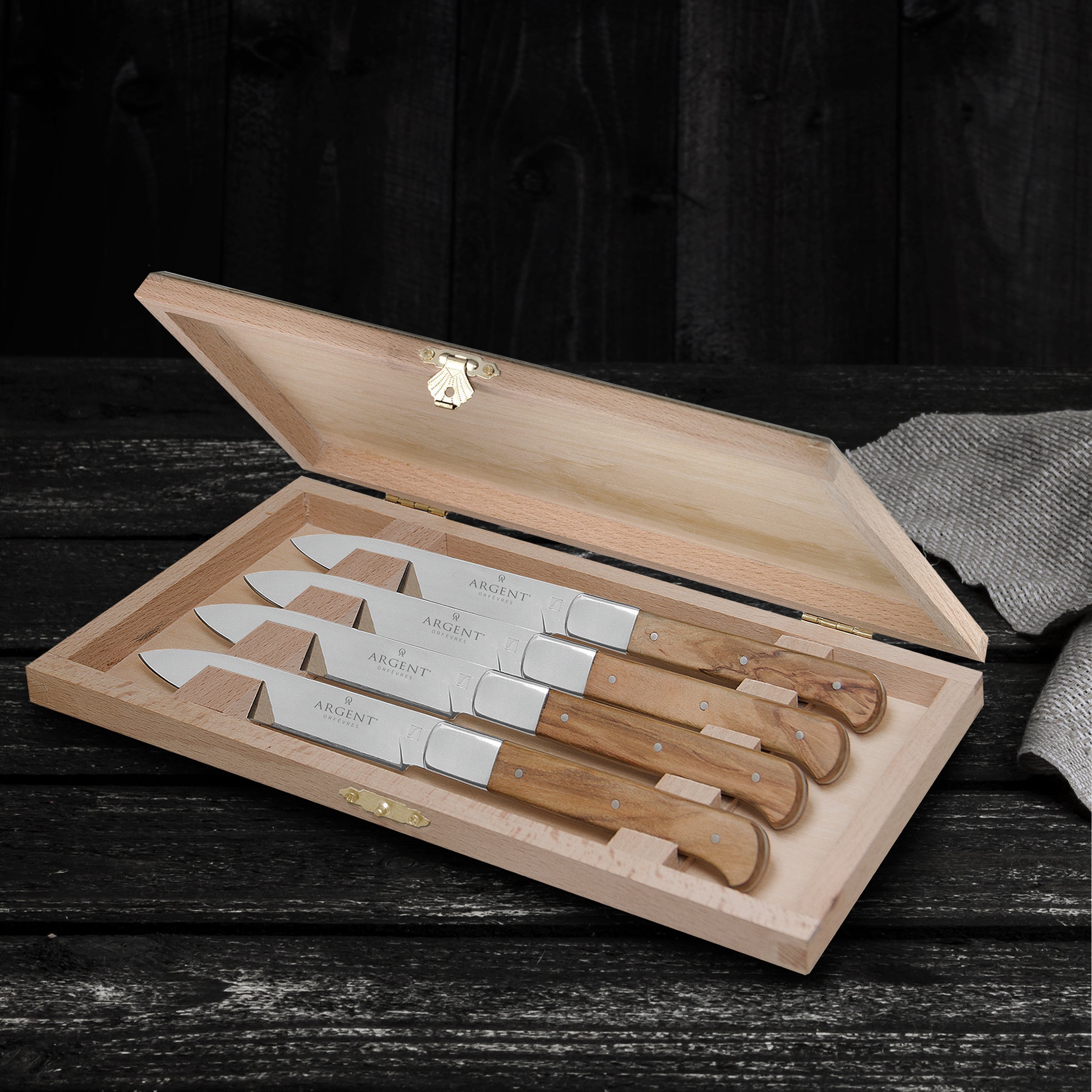 Lenox Fine Lenox Fine Argent Lynden Olive Wood Steak Knives, Set of 4 - Image 5
