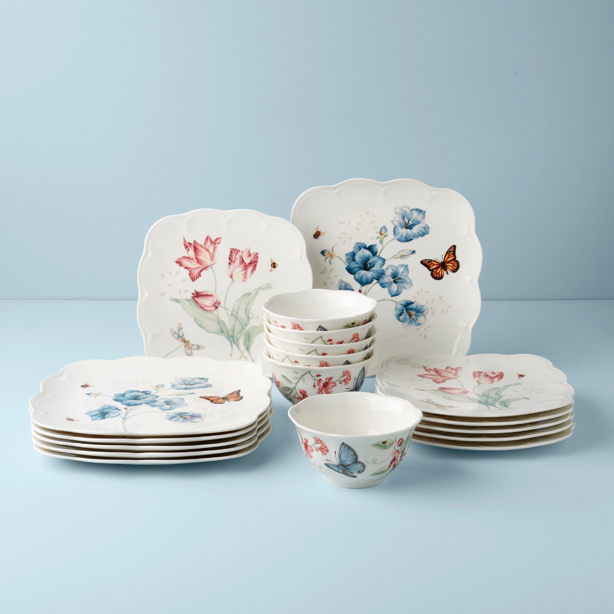Lenox Fine Lenox Fine Butterfly Meadow Square 18-Piece Dinnerware Set