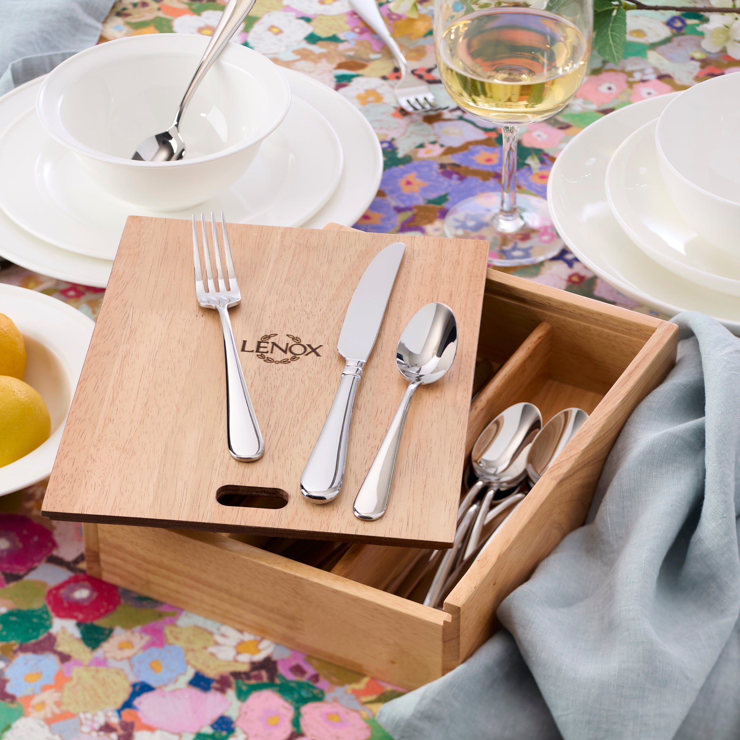 Lenox Fine Lenox Fine Studio 1414 Mirror 24 Piece Flatware Set with Caddy - Image 6
