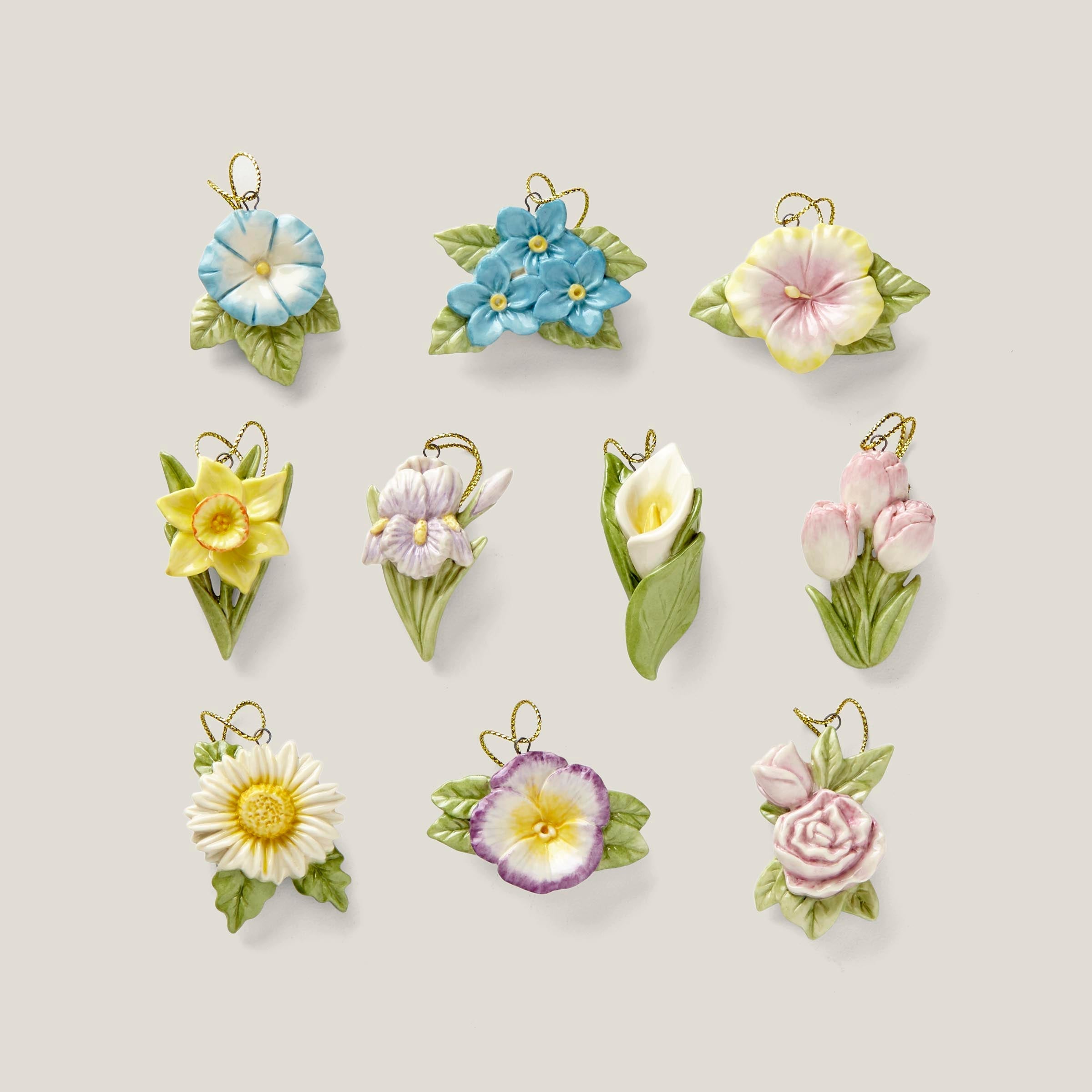 Lenox Fine Lenox Fine Celebrate Flowers 10-Piece Mini Ornament Set