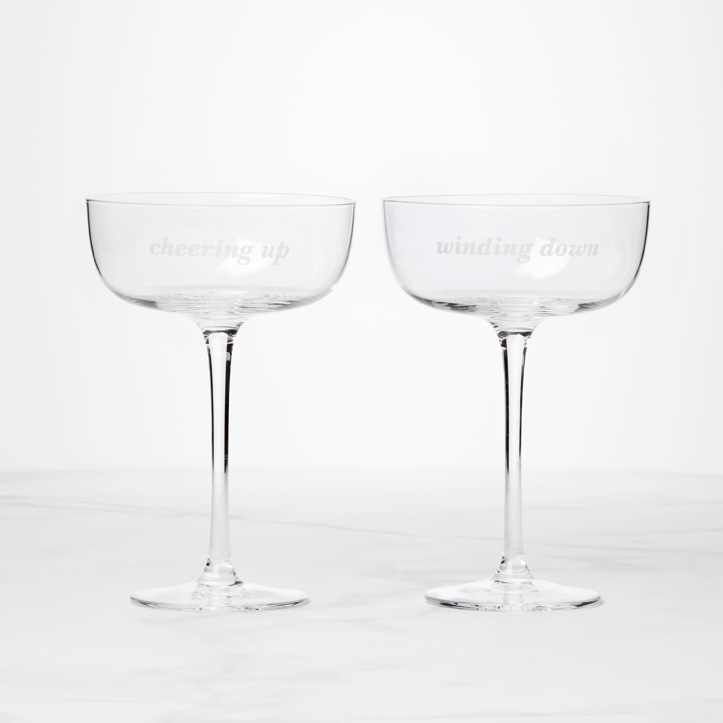 Lenox Fine Lenox Fine Winding Down & Cheering Up Coupe Glasses, Set of 2