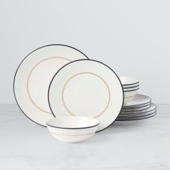 Lenox Fine Lenox Fine Make It Pop Black & Gold 12-Piece Dinnerware Set