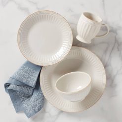 Lenox Fine Lenox Fine French Perle Groove White 4-Piece Place Setting