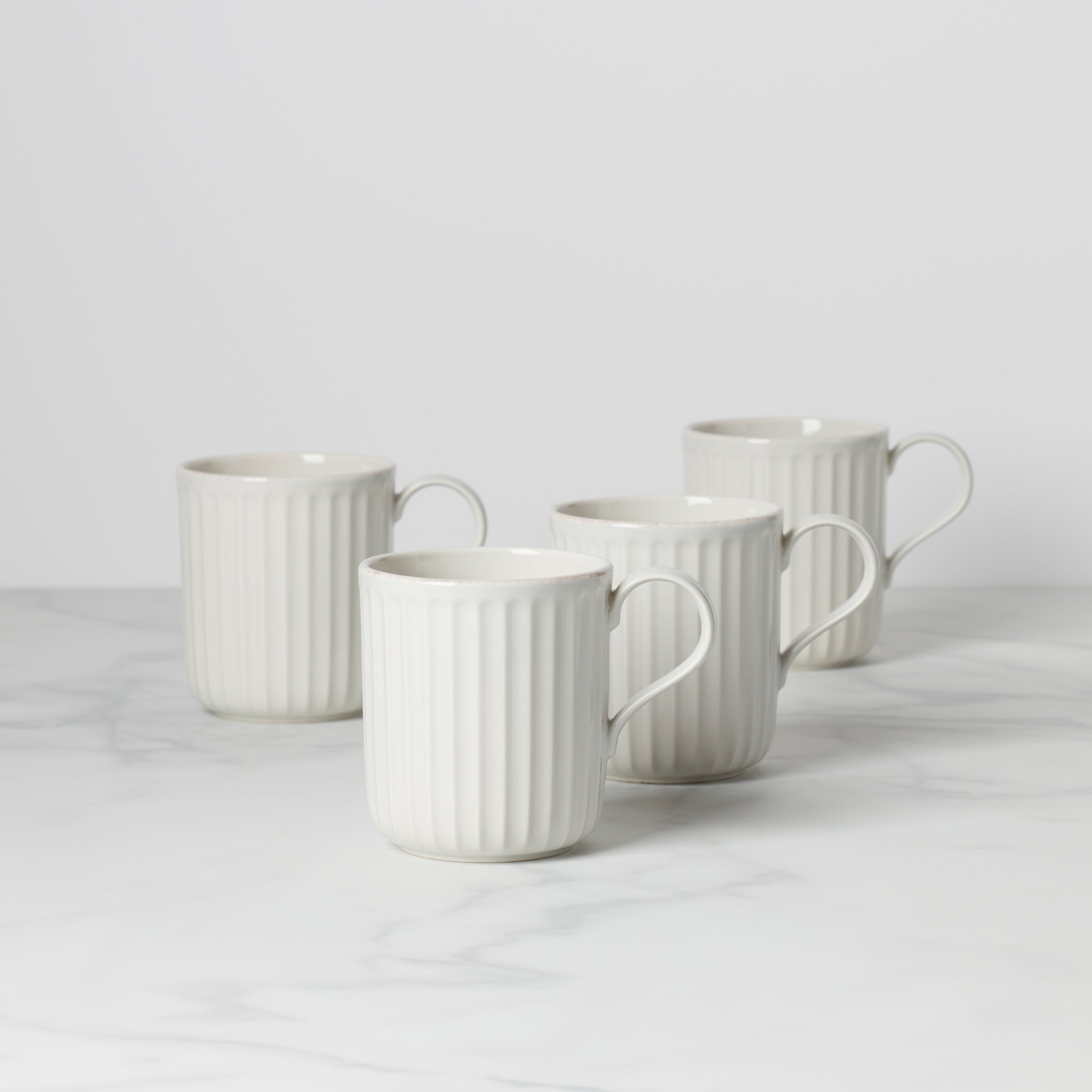 Lenox Fine Lenox Fine French Perle Scallop White Mugs, Set of 4