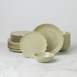 Lenox Fine Lenox Fine French Perle Scallop Matcha 24-Piece Dinnerware Set