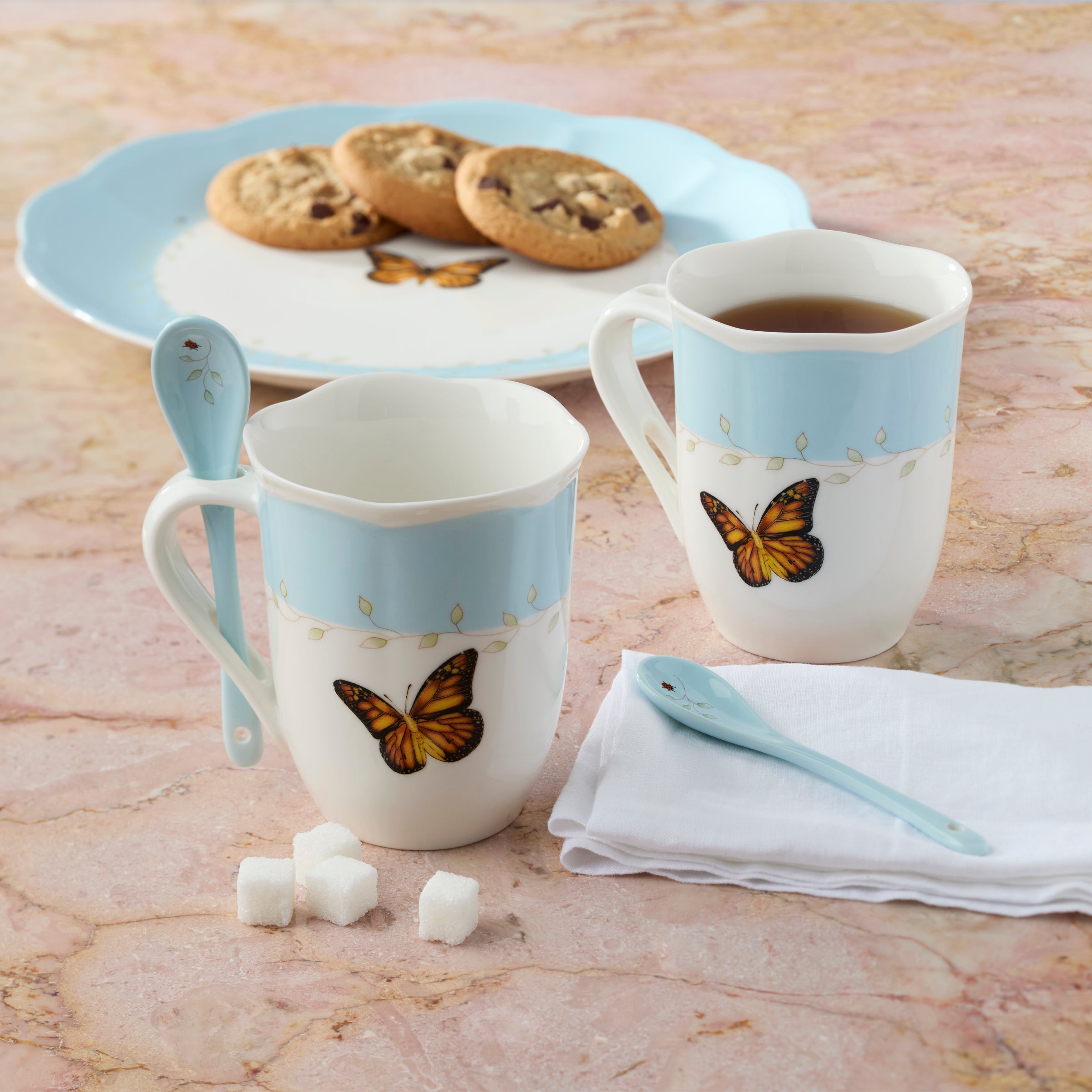 Lenox Fine Lenox Fine Butterfly Meadow Blue Mugs with Spoons, Set of 2 - Image 5