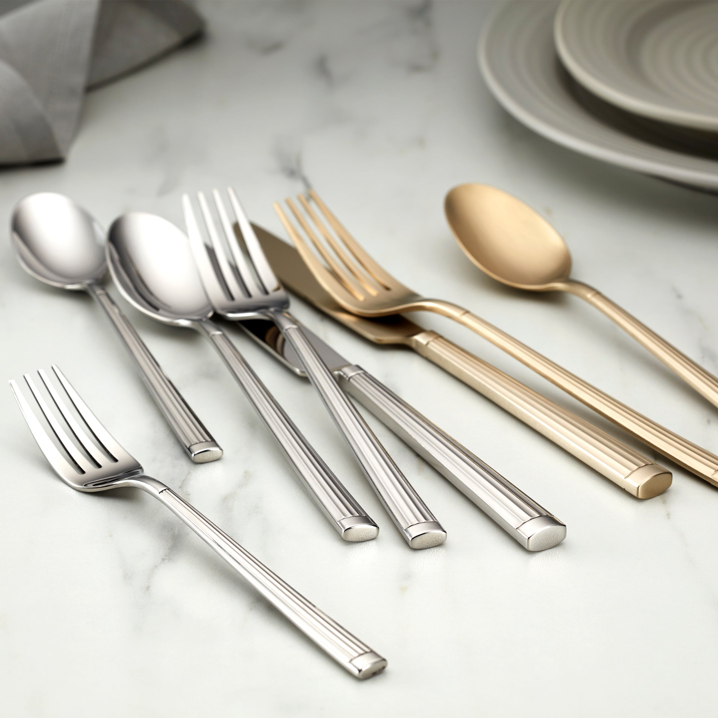 Lenox Fine Lenox Fine Robyn Champagne Mist Satin 20-Piece Flatware Set - Image 2