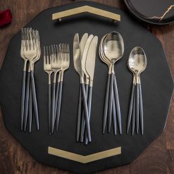 Alternative view of Lenox Fine Lenox Fine Gaze Black Champagne Satin 20-Piece Flatware Set