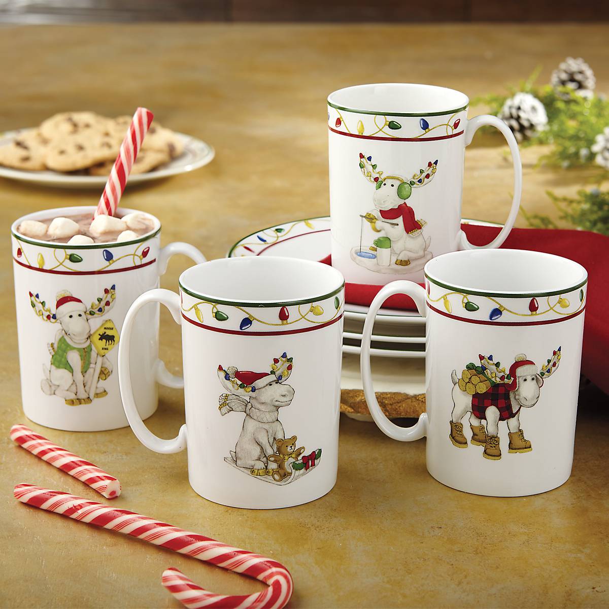 Lenox Fine Lenox Fine Merry Marcel Moose Mugs, Set of 4 - Image 3