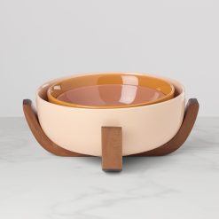 Lenox Fine Lenox Fine 24 Seven Sunbaked 3-Piece Nesting Bowl Set with Wood Stand