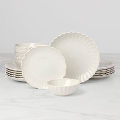 Lenox Fine Lenox Fine French Perle Scallop White 18-Piece Dinnerware Set