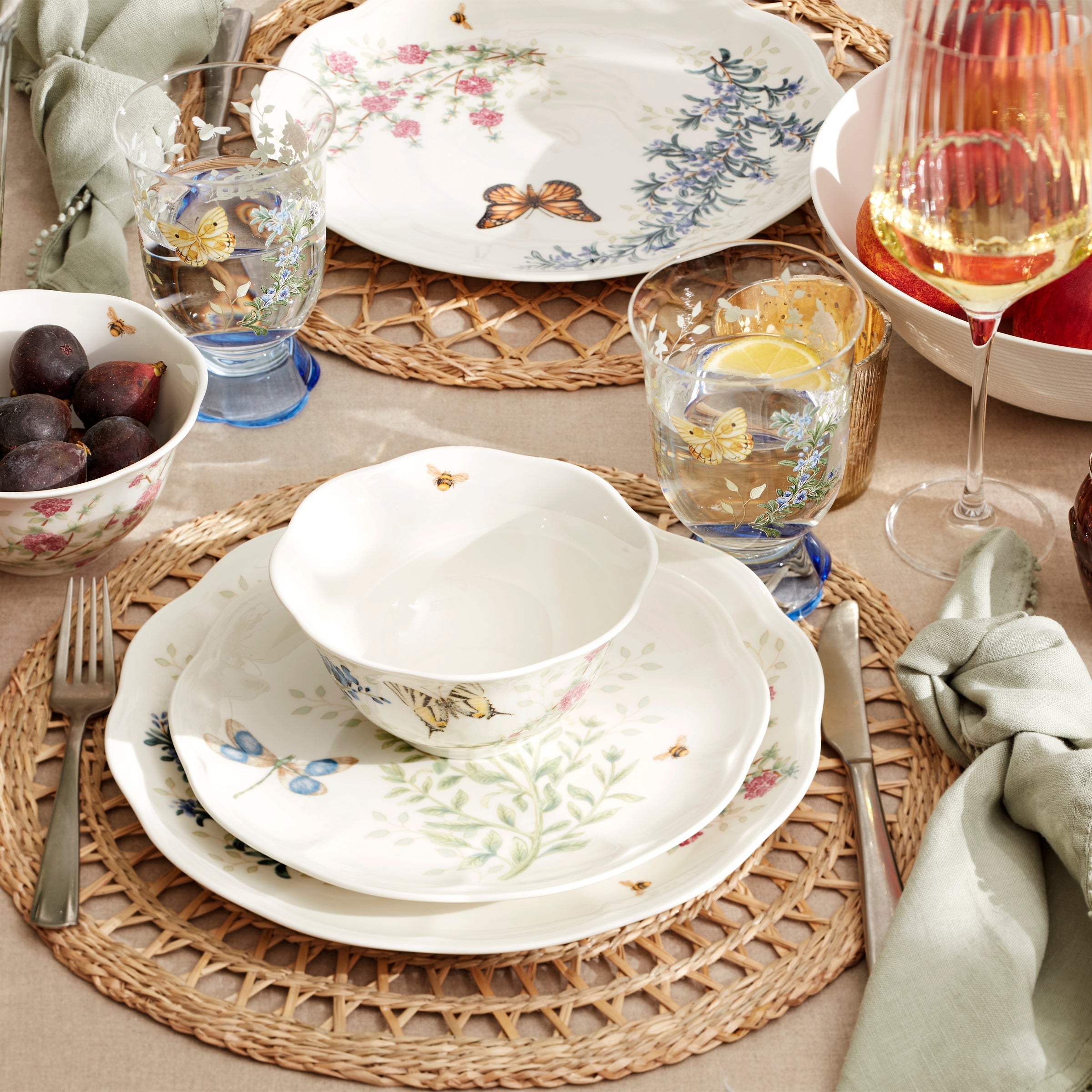 Lenox Fine Lenox Fine Butterfly Meadow Herbs 12-Piece Dinnerware Set - Image 6