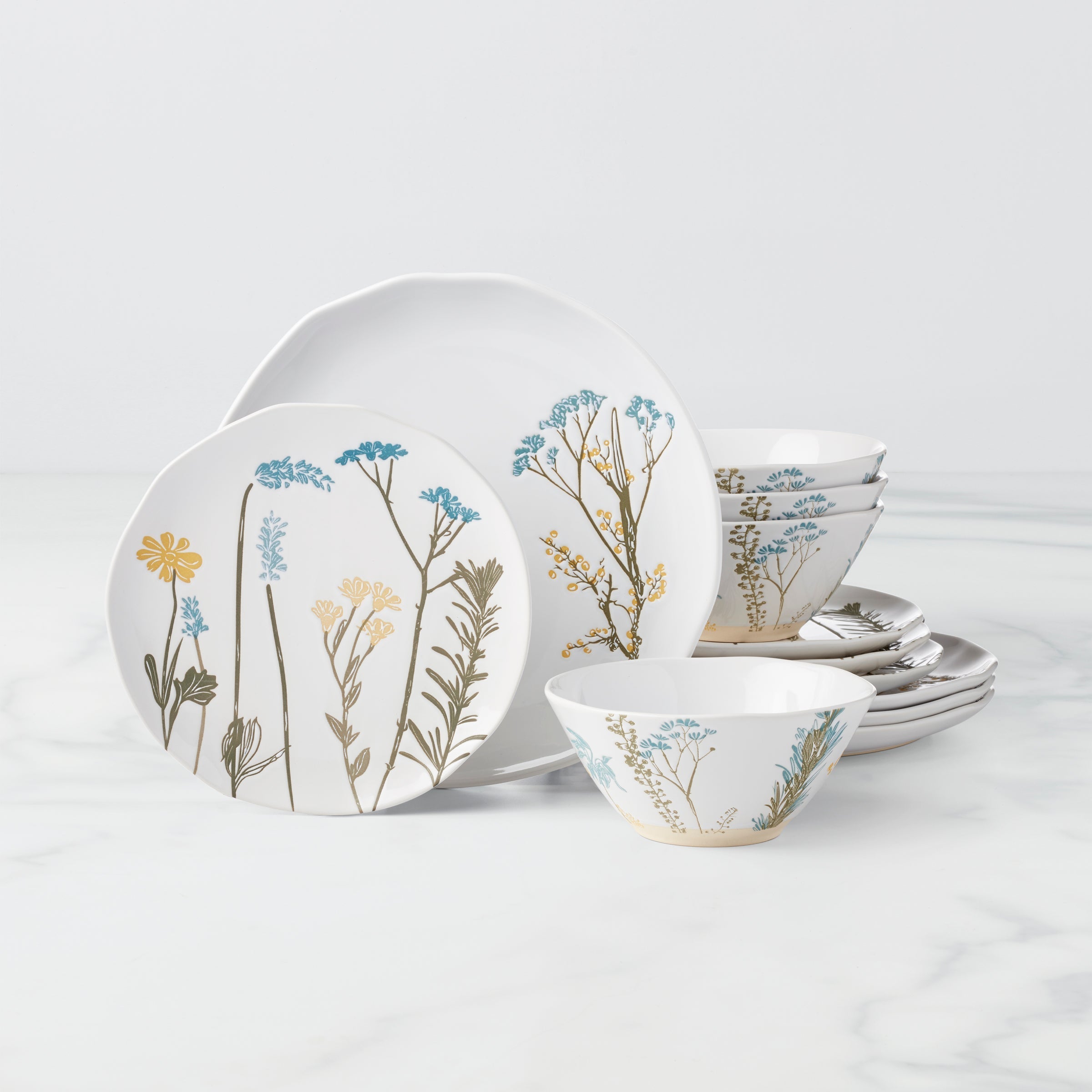 Lenox Fine Lenox Fine Wildflowers 12-Piece Dinnerware Set