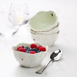Alternative view of Lenox Fine Lenox Fine Butterfly Meadow Floral Green Dessert Bowls, Set of 4