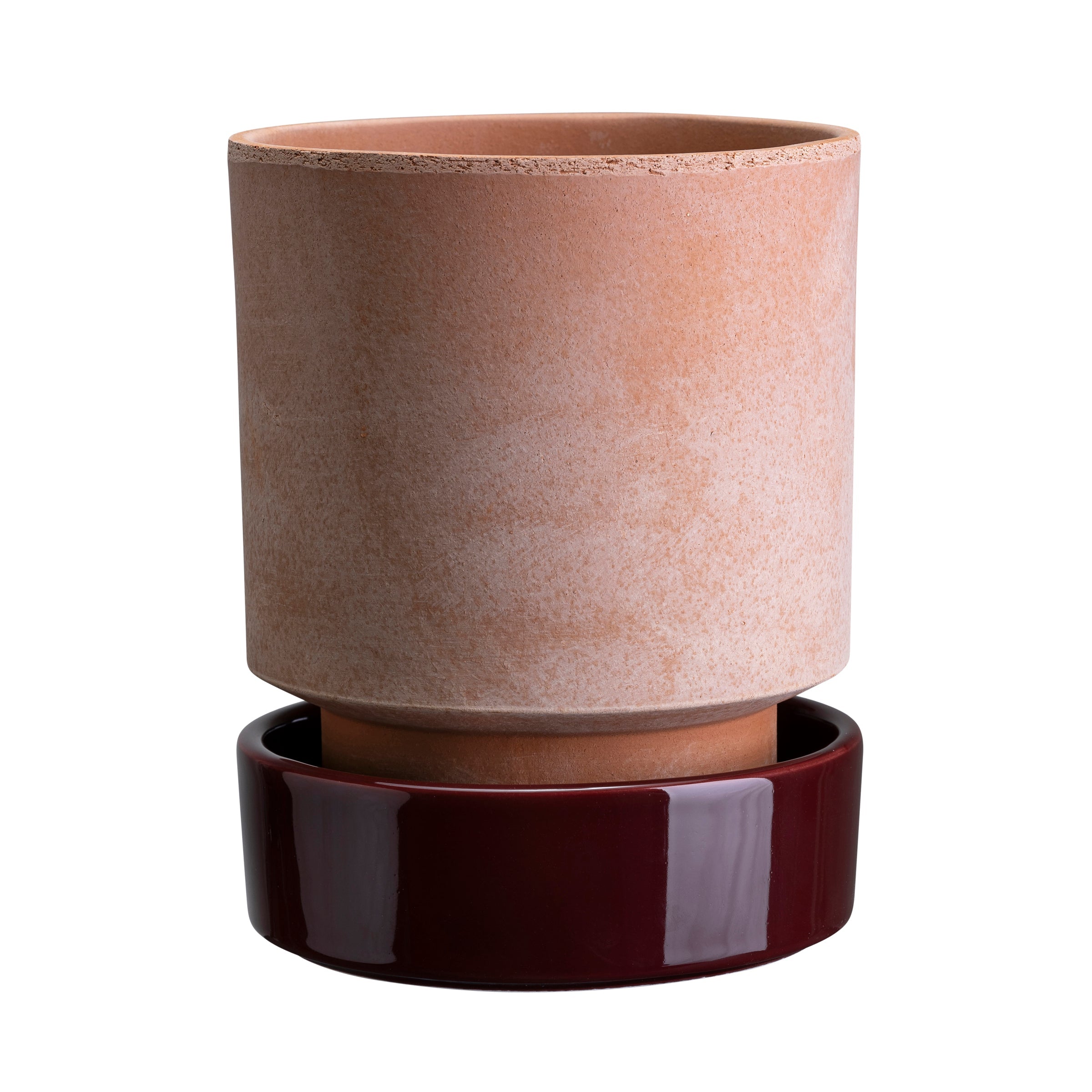Lenox Fine Lenox Fine Hoff Raw Rosa & Glazed Deep Burgundy 14cm Pot with Saucer