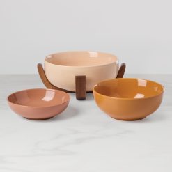 Alternative view of Lenox Fine Lenox Fine 24 Seven Sunbaked 3-Piece Nesting Bowl Set with Wood Stand