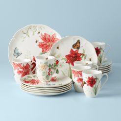 Lenox Fine Lenox Fine Butterfly Meadow Holiday 18-Piece Dinnerware Set
