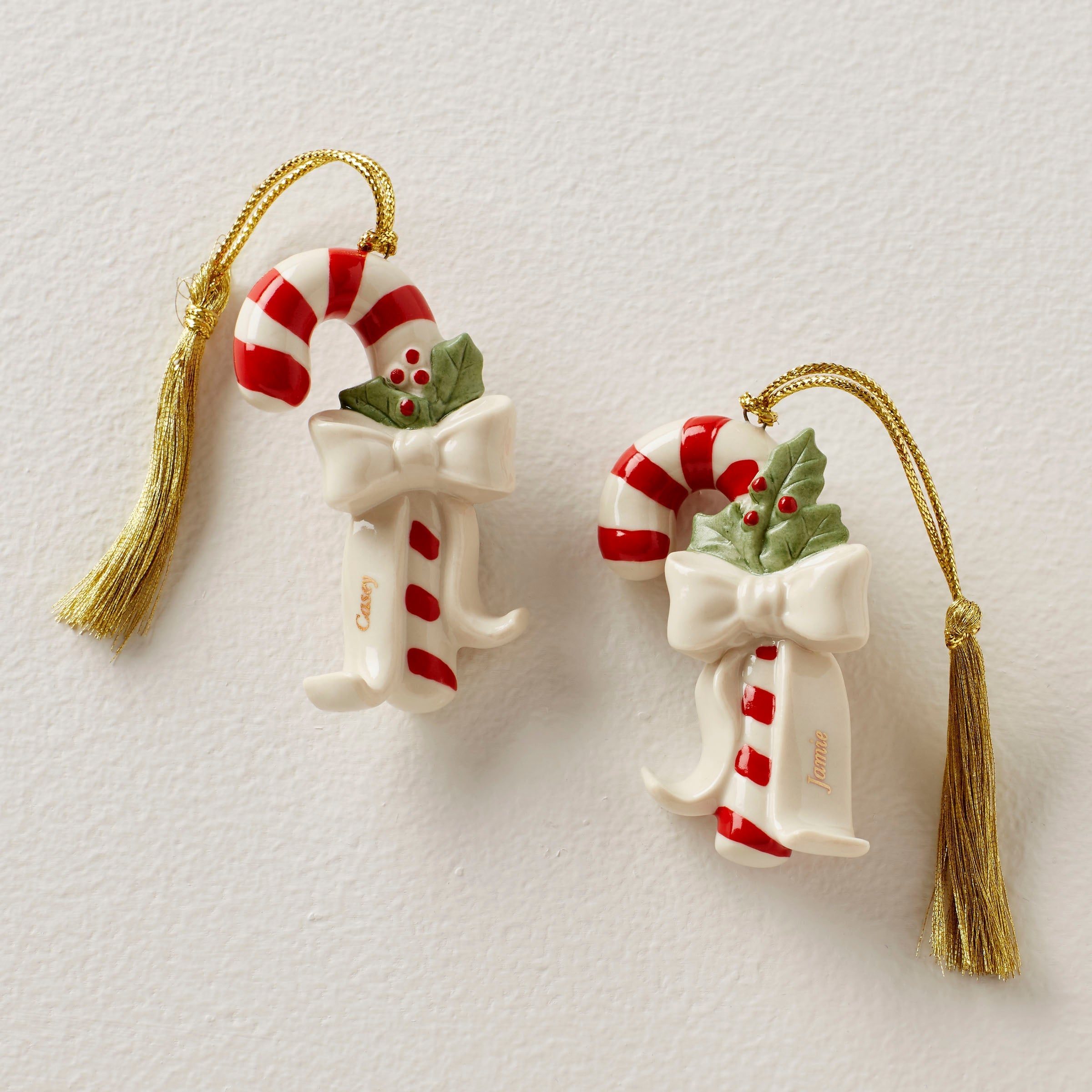 Lenox Fine Lenox Fine Personalized Candycane 2-Piece Ornament Set