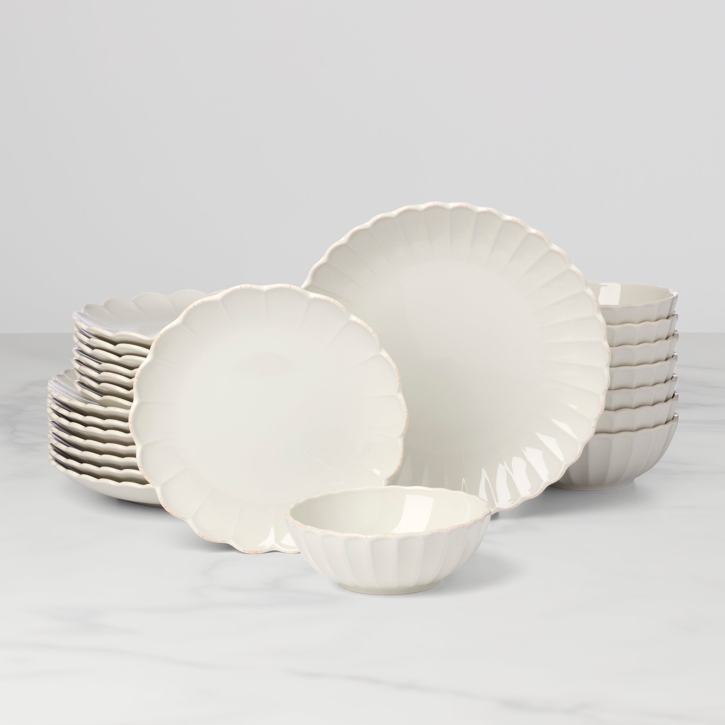 Lenox Fine Lenox Fine French Perle Scallop White 24-Piece Dinnerware Set
