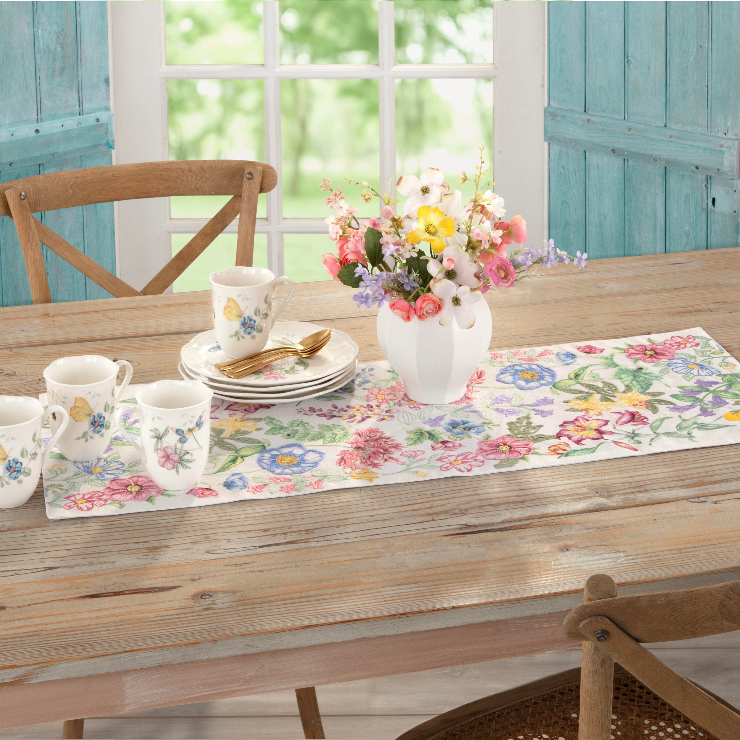 Lenox Fine Lenox Fine Butterfly Meadow Garden Embroidered Centerpiece Table Runner - Image 2