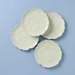 Lenox Fine Lenox Fine Butterfly Meadow Floral Green Accent Plates, Set of 4