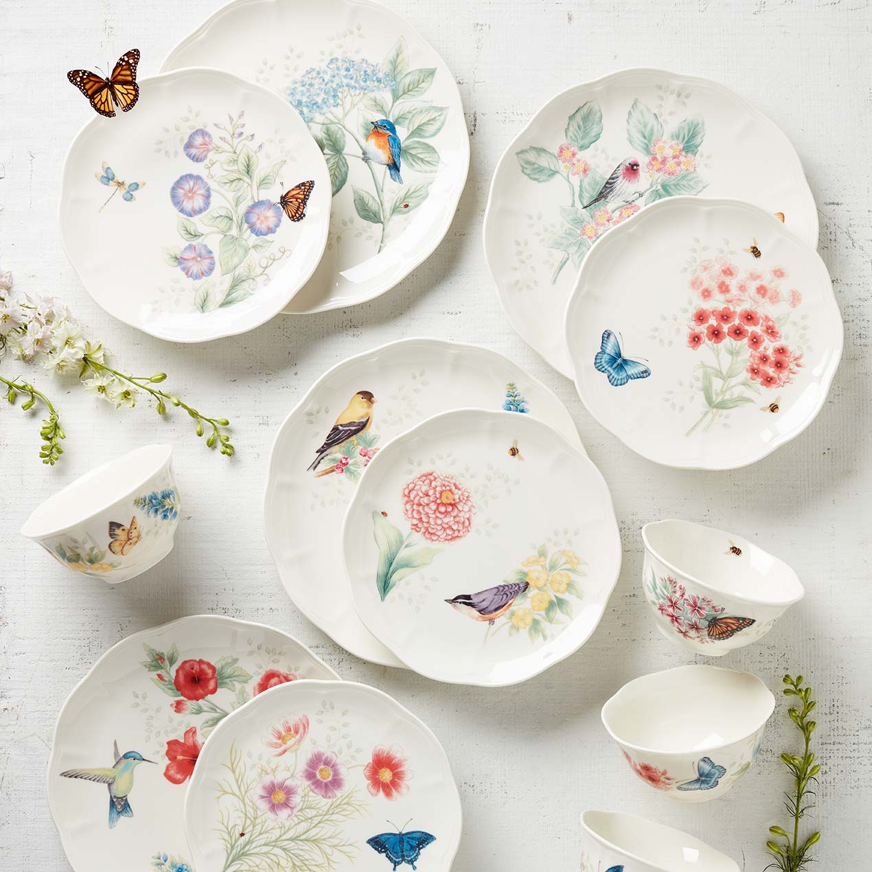 Lenox Fine Lenox Fine Butterfly Meadow Flutter 12-Piece Dinnerware Set - Image 2