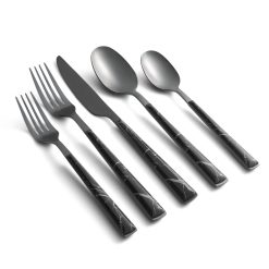 Lenox Fine Lenox Fine Eivin Mirror with Black Marble Handle 20-Piece Flatware Set