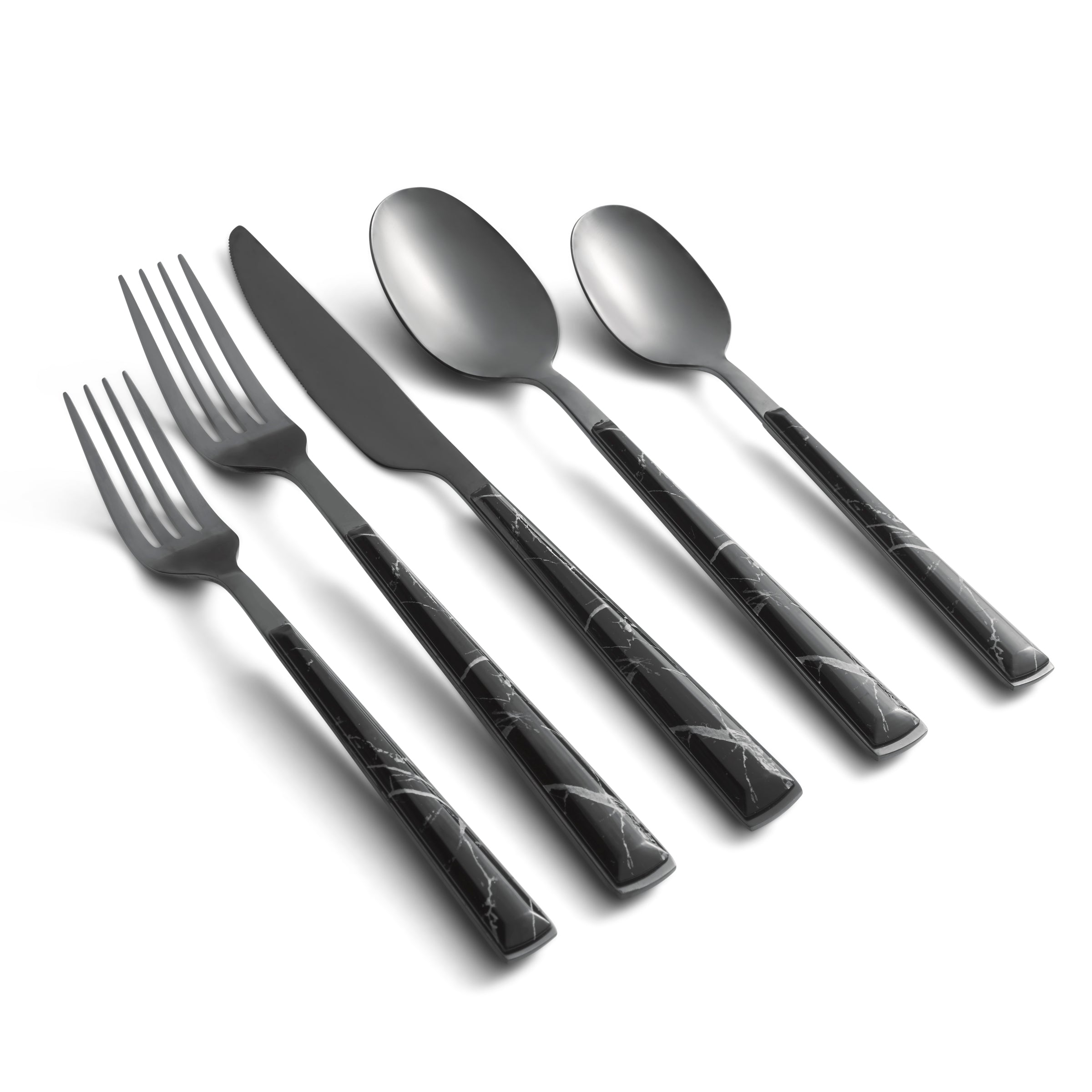 Lenox Fine Lenox Fine Eivin Mirror with Black Marble Handle 20-Piece Flatware Set