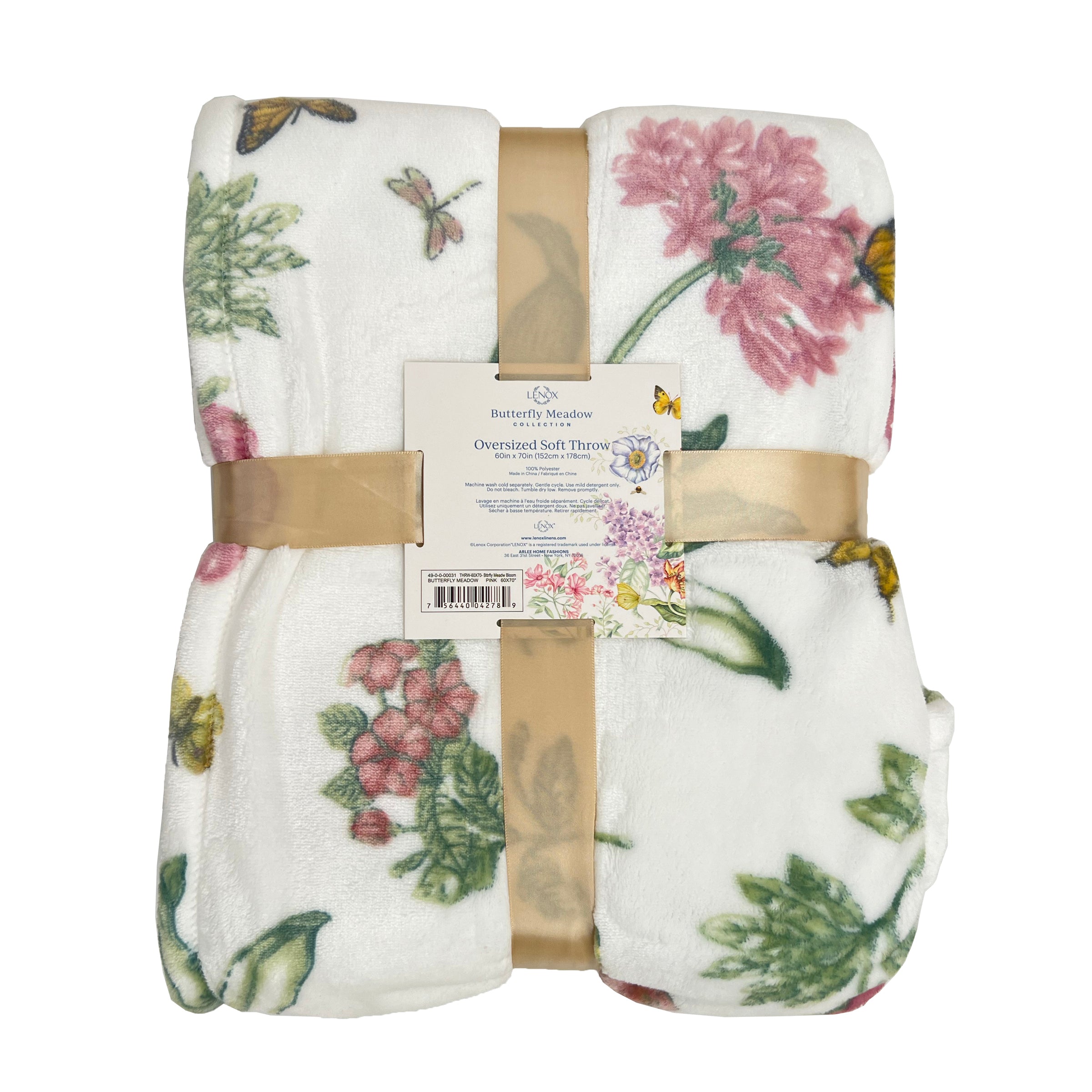 Lenox Fine Lenox Fine Butterfly Meadow Bloom Pink Throw Blanket - Image 5