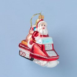 Lenox Fine Lenox Fine Retro Blown Glass Santa on Snowmobile Ornament