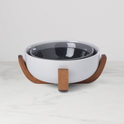 Lenox Fine Lenox Fine 24 Seven Pumice 3-Piece Nesting Bowl Set with Wood Stand