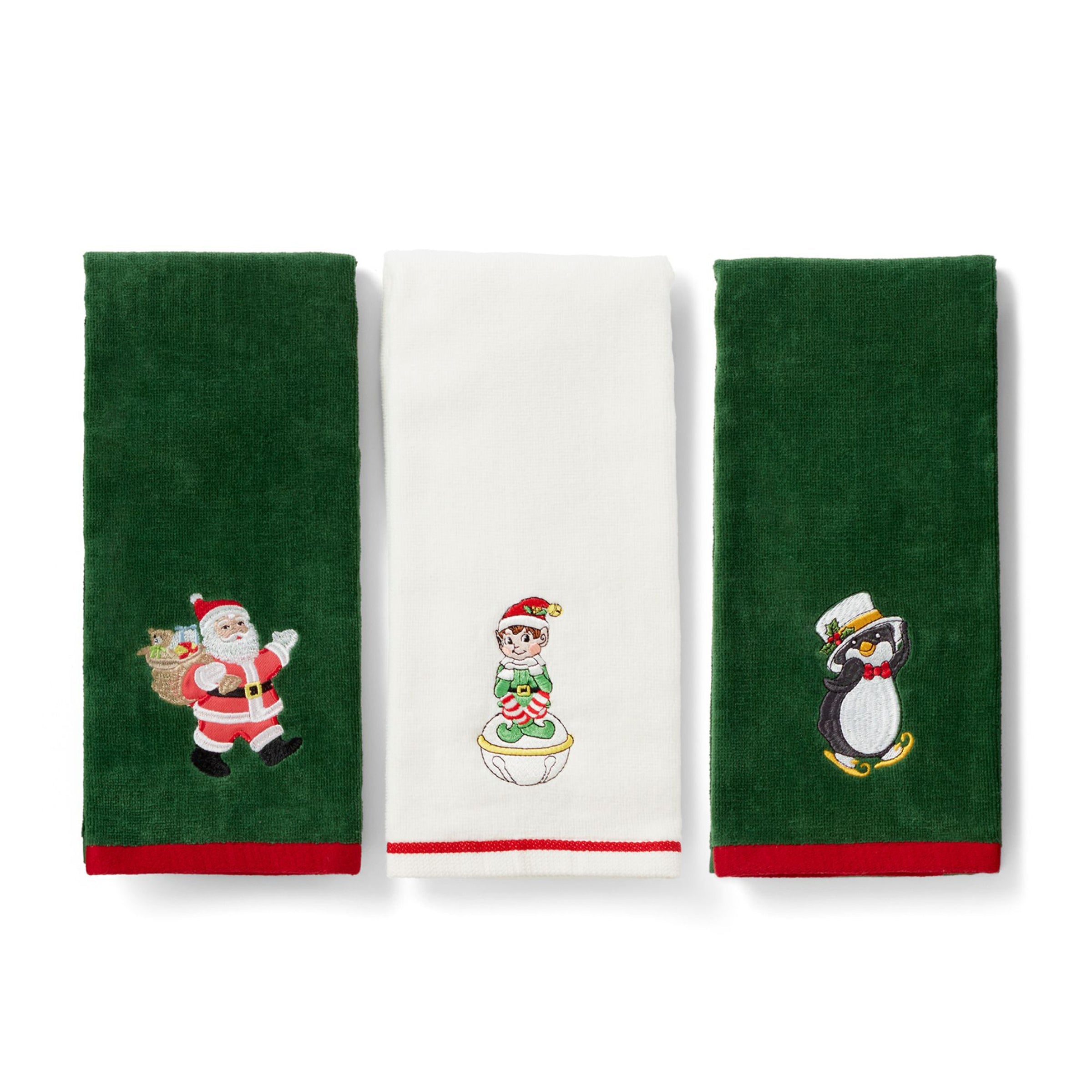 Lenox Fine Lenox Fine Holiday Elf, Santa & Penguin Kitchen Towels, Set of 3
