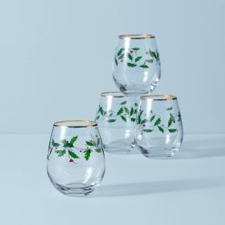 Lenox Fine Lenox Fine Holiday Stemless Wine Glasses, Set of 4