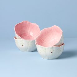Lenox Fine Lenox Fine Butterfly Meadow Floral Pink Dessert Bowls, Set of 4