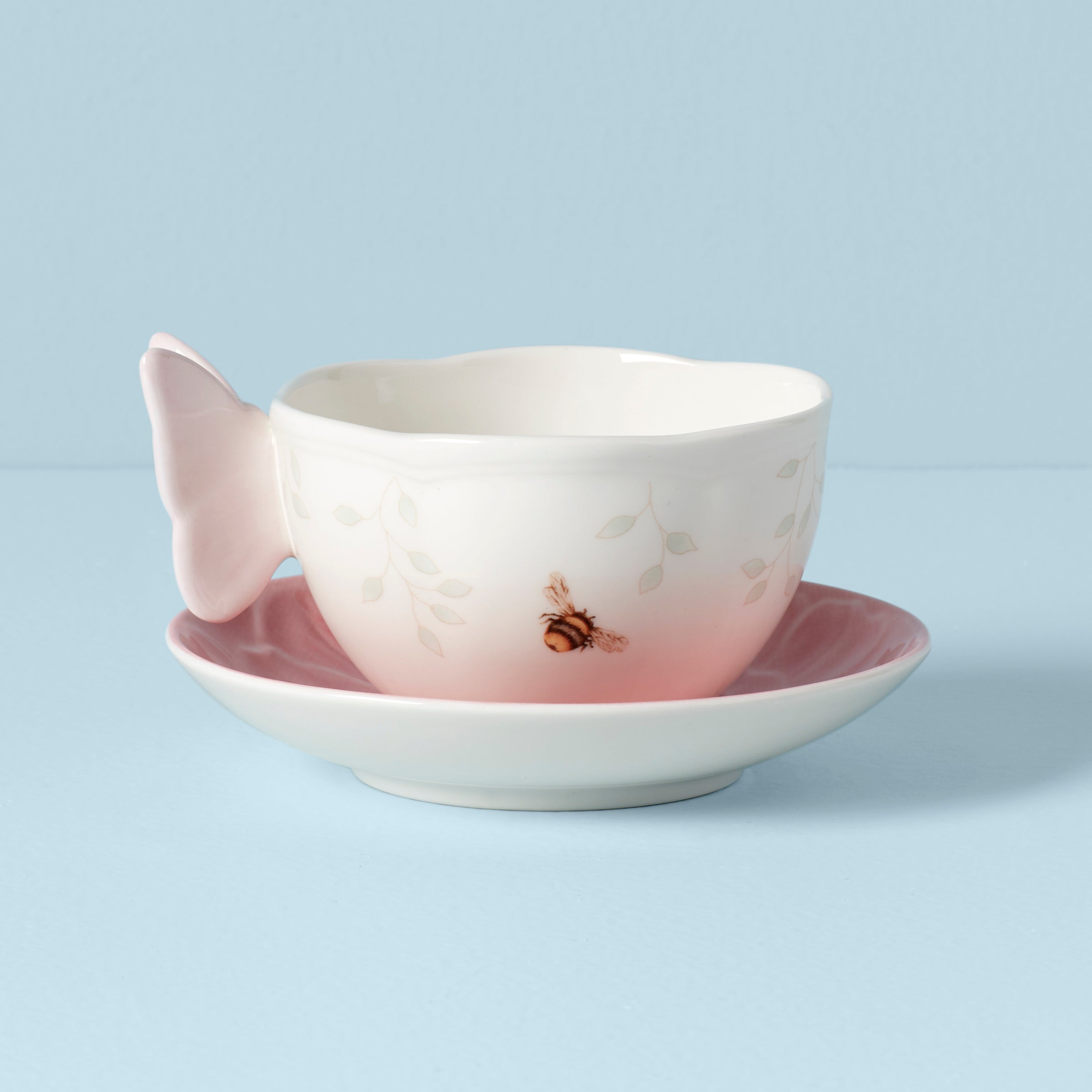 Lenox Fine Lenox Fine Butterfly Meadow Floral Pink Cup & Saucer - Image 2