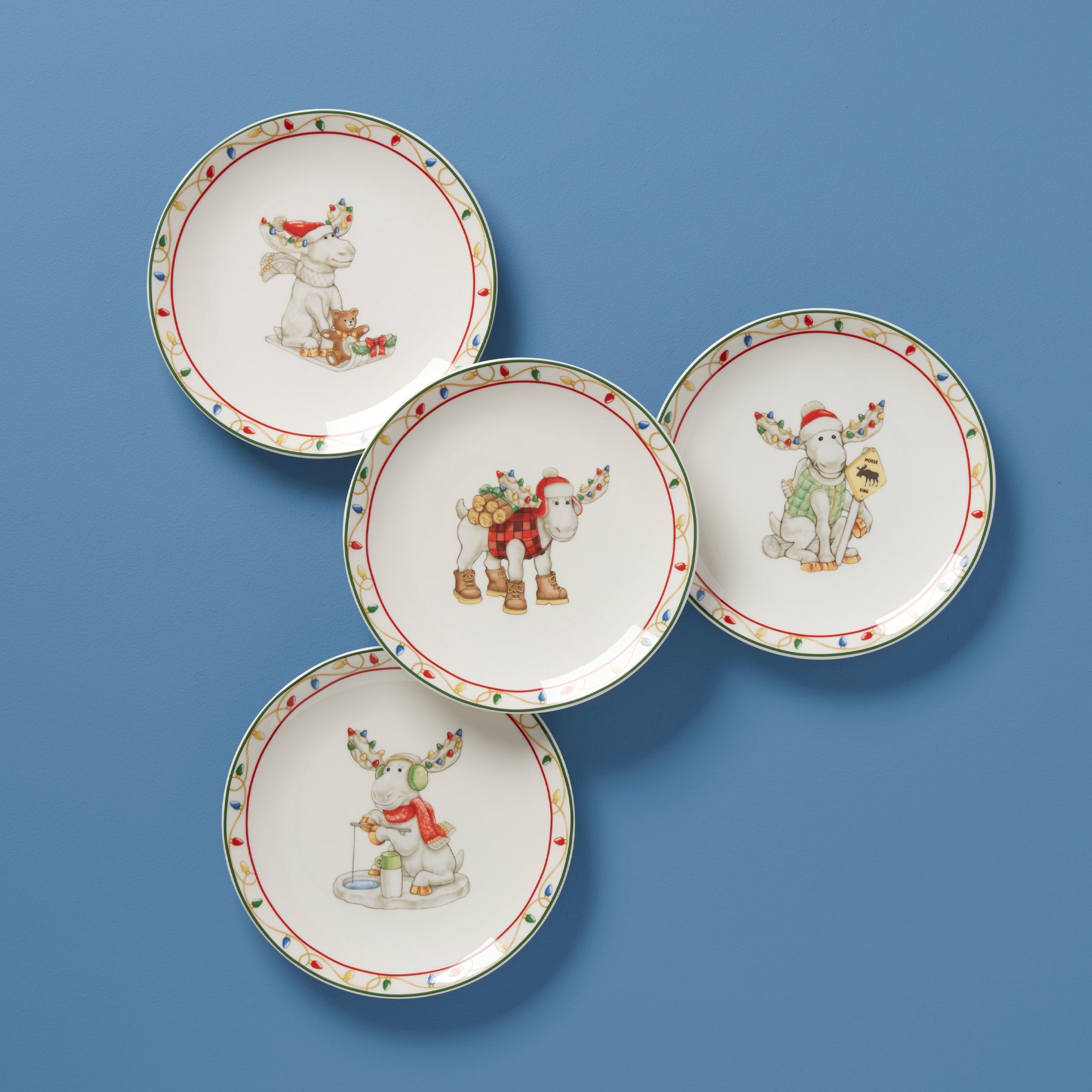 Lenox Fine Lenox Fine Merry Marcel Moose 4-Piece Dessert Plate Set