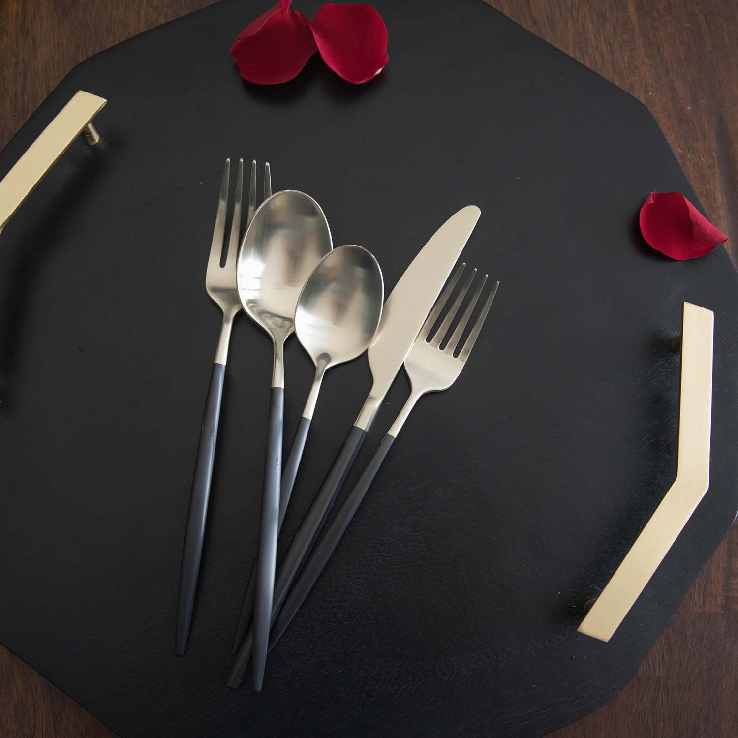 Lenox Fine Lenox Fine Gaze Black Champagne Satin 20-Piece Flatware Set - Image 3