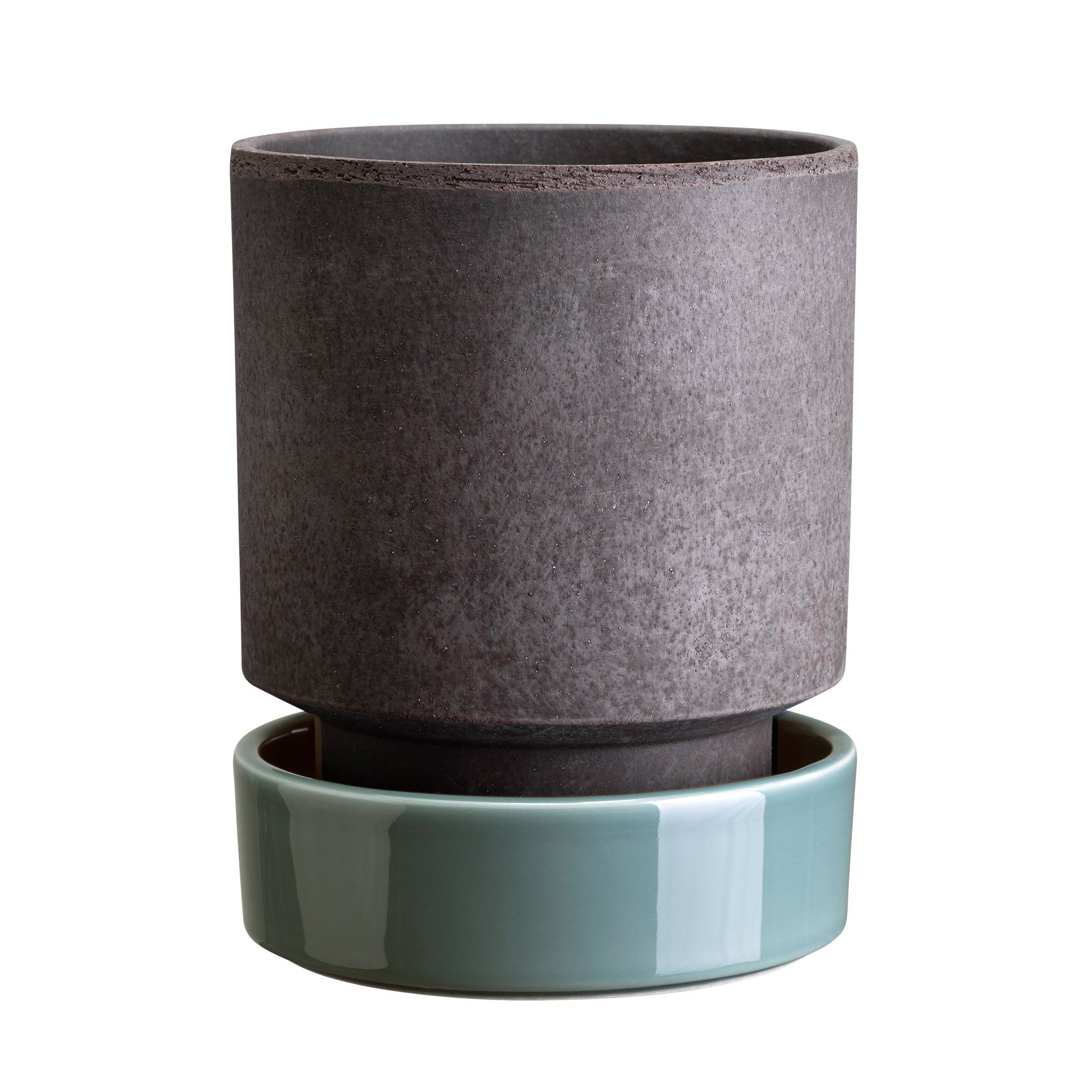 Lenox Fine Lenox Fine Hoff Raw Grey & Glazed Misty Blue 14cm Pot with Saucer