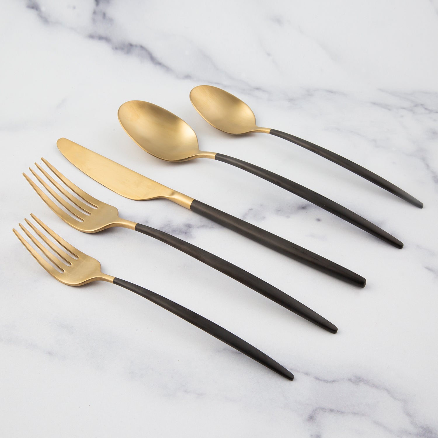 Lenox Fine Lenox Fine Gaze Black Champagne Satin 20-Piece Flatware Set - Image 6