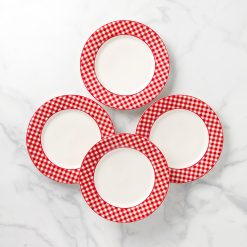 Lenox Fine Lenox Fine Gingham Red Dinner Plates, Set of 4