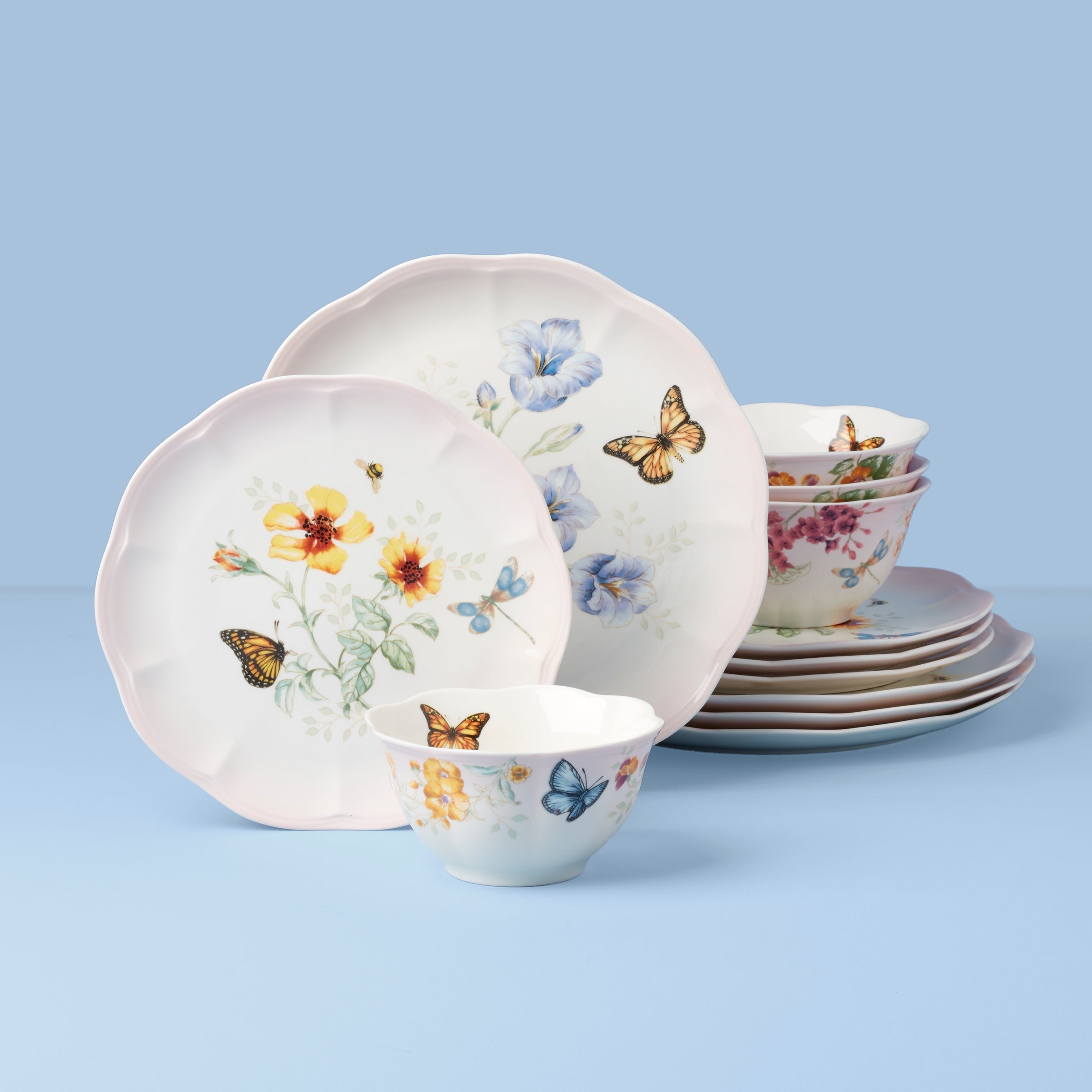 Lenox Fine Lenox Fine Butterfly Meadow Pink 12-Piece Dinnerware Set