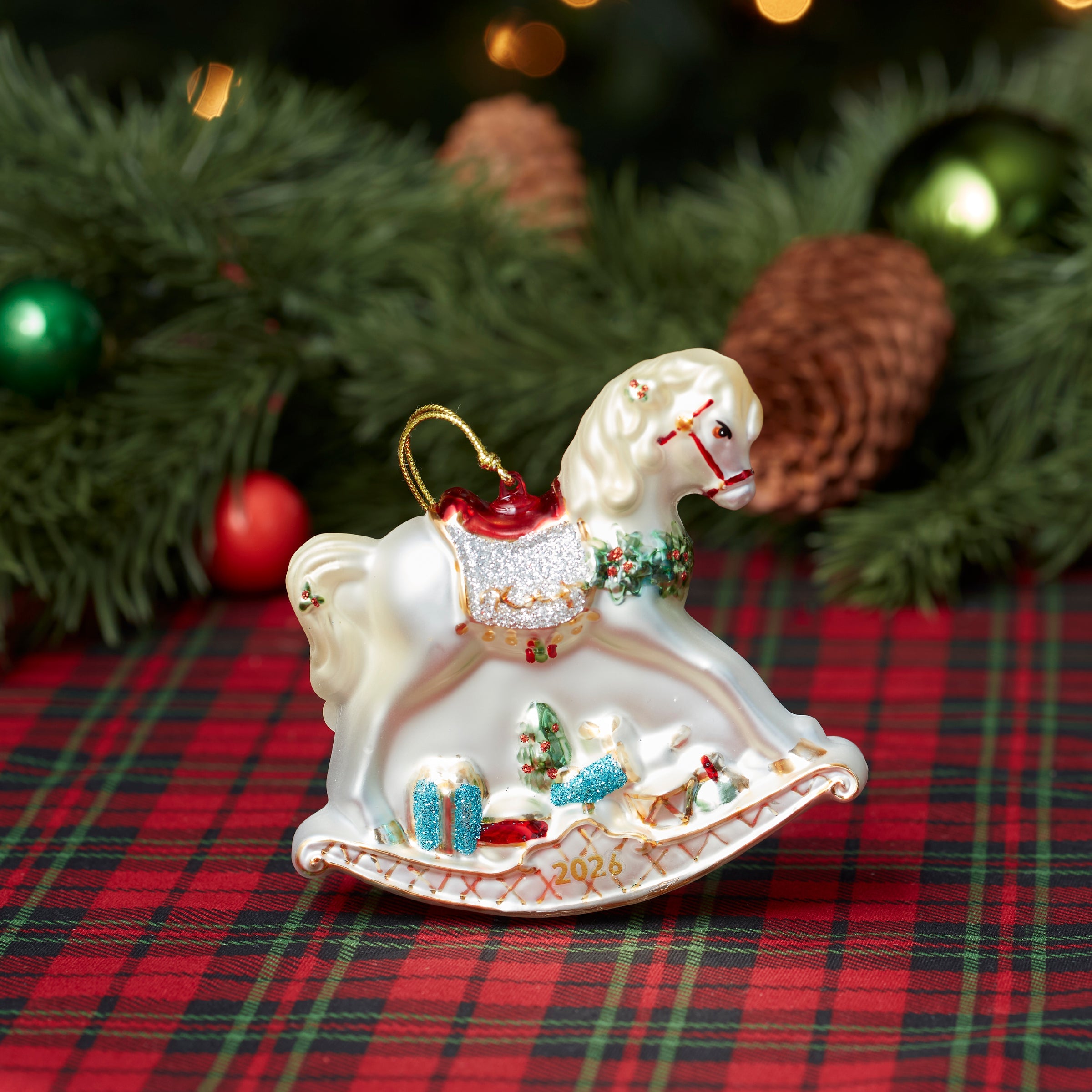Lenox Fine Lenox Fine 2026 Retro Blown Glass Baby's 1st Rocking Horse Ornament - Image 2