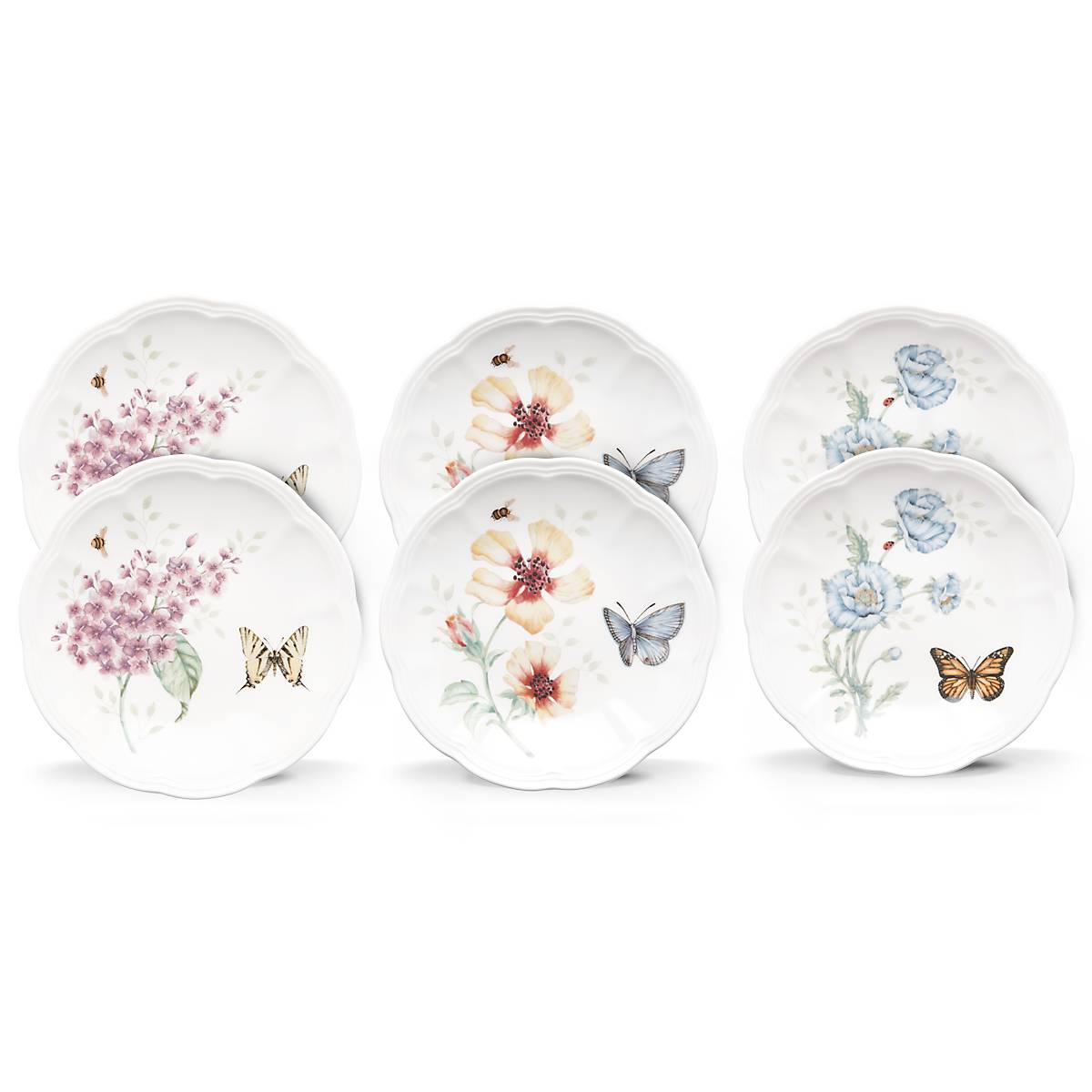Lenox Fine Lenox Fine Butterfly Meadow 6-Piece Tidbit Plate Set - Image 4