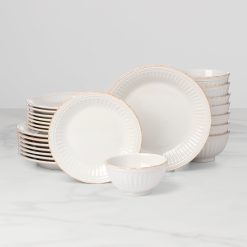 Lenox Fine Lenox Fine French Perle Groove White 24-Piece Dinnerware Set